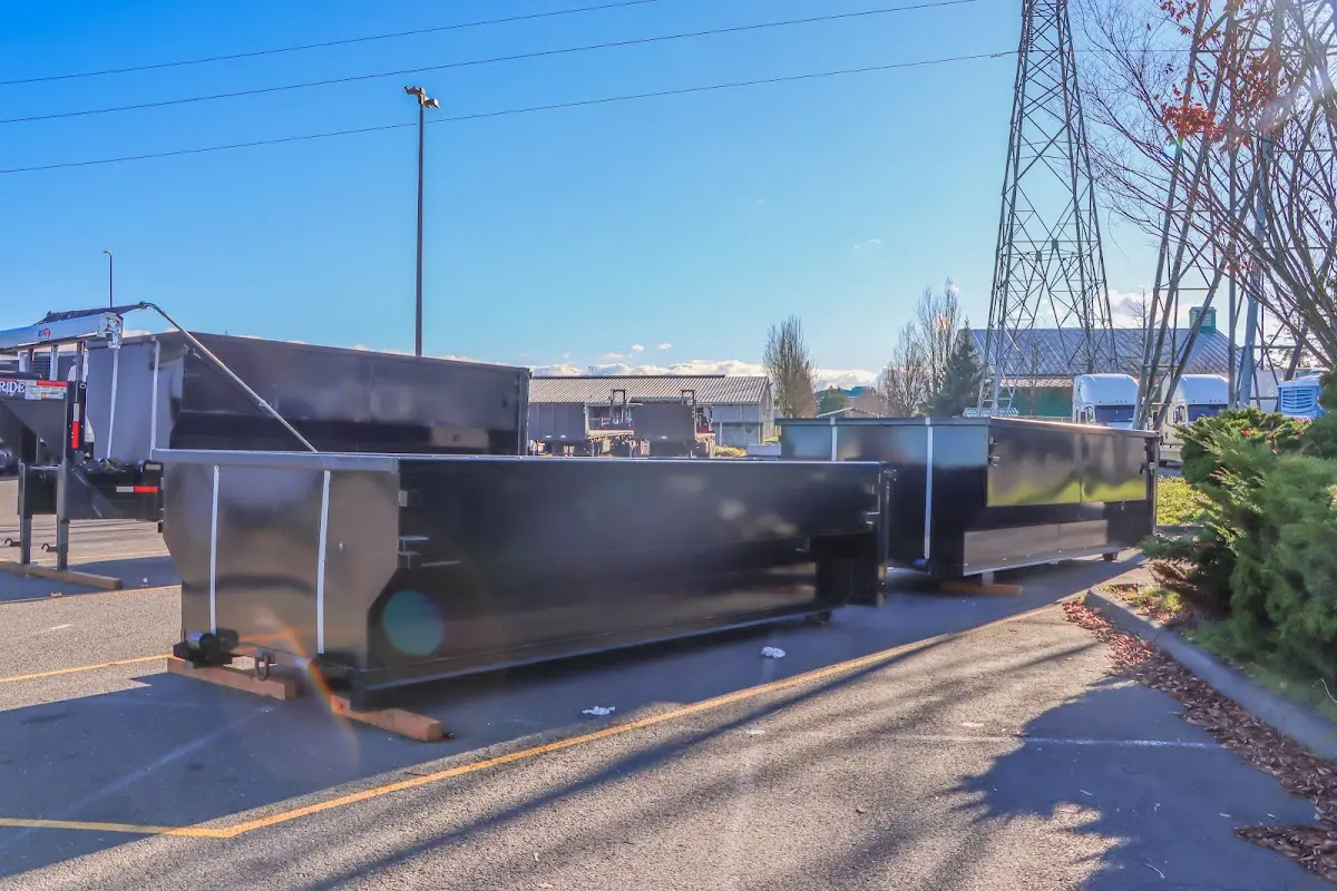 Roll-off dumpster ready for waste disposal at job site for Estate Cleanout Dumpster Rental in Boston